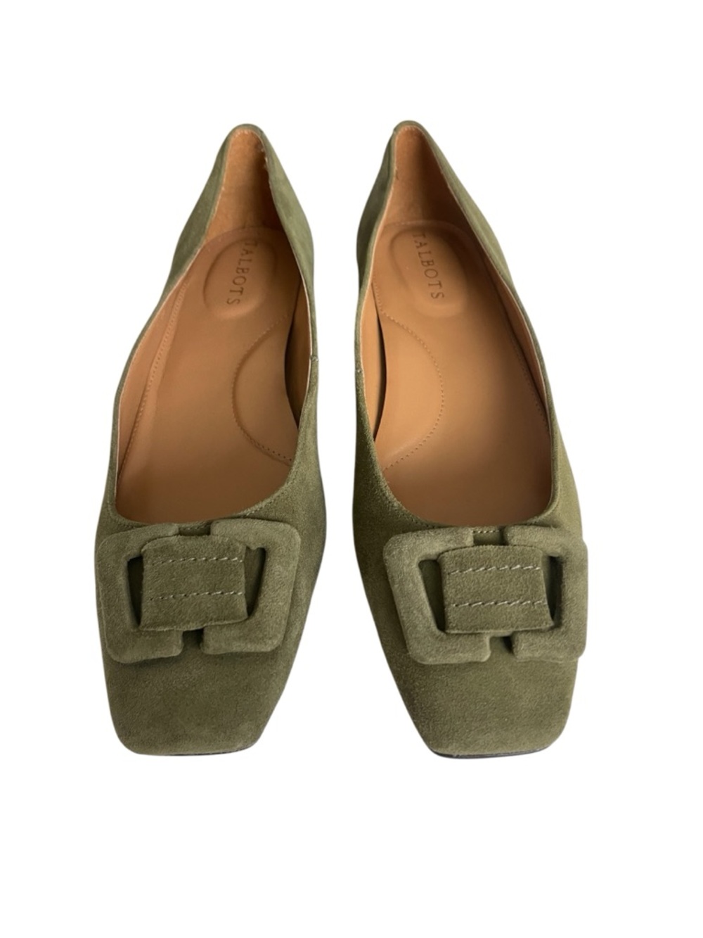 Talbots Sutton Moss Green Suede Flats Size 8 Square Toe Loafers office wear - Picture 3 of 6